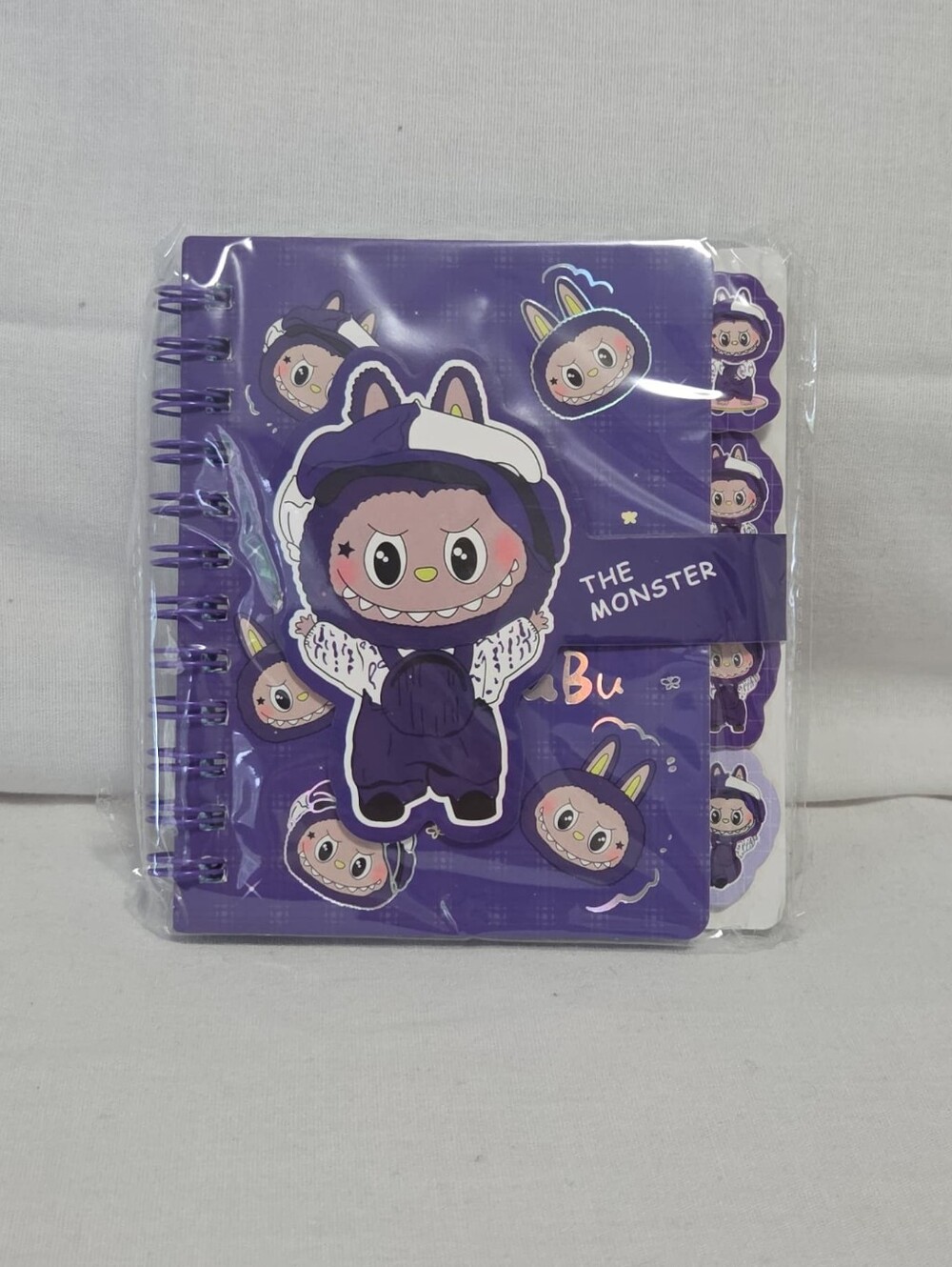 dark purple Labubu tabbed mini notebook